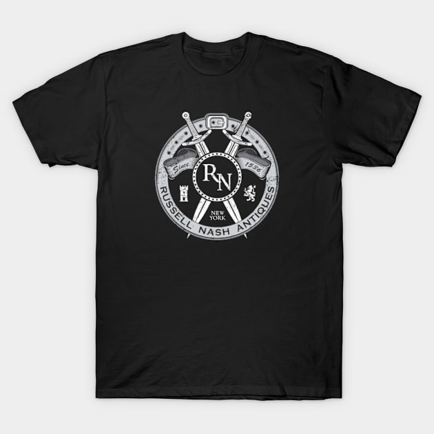 Russell Nash Antiques (Black Print) T-Shirt by Miskatonic Designs